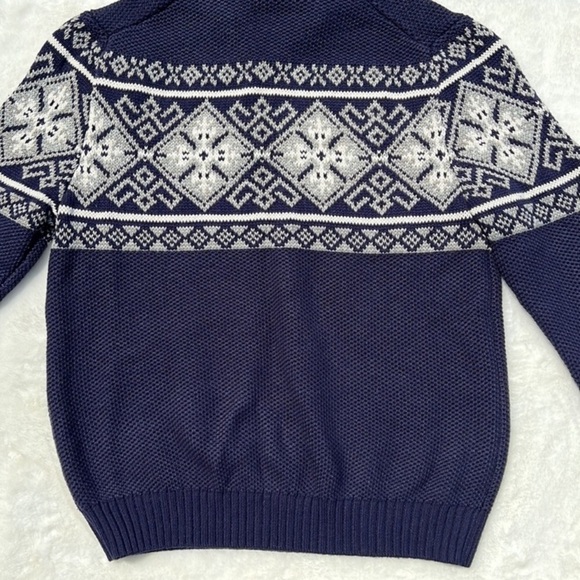NWT IZOD Peacoat Blue Long Sleeve Fair Isle Quarter-Zip Sweater M - Picture 2 of 9
